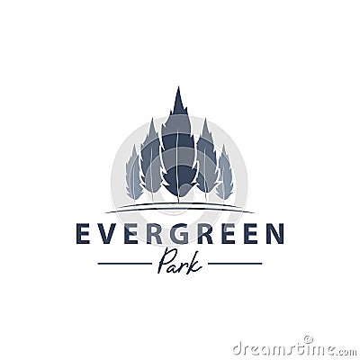 Evergreen Timberland park logo design vector, forest outdoor graphic illustrations Vector Illustration