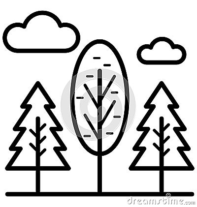 Evergreen Trees Isolated Vector Icon that can be easily modified or edit Vector Illustration