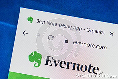 Evernote.com Web Site. Selective focus. Editorial Stock Photo