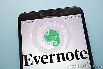 Evernote logo displayed on smartphone Editorial Stock Photo