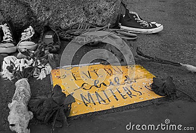 Every Child Matters Sign Selective Colour Editorial Stock Photo