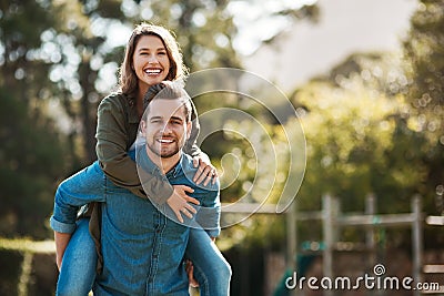 Every couple has a beautiful story to tell. a happy young couple spending quality time outdoors. Stock Photo