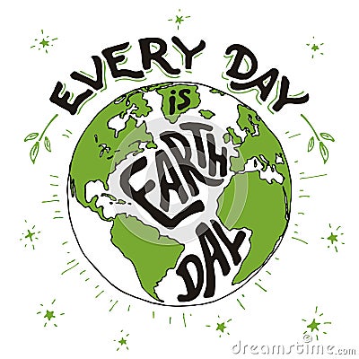 Every day is Earth day holiday card Vector Illustration