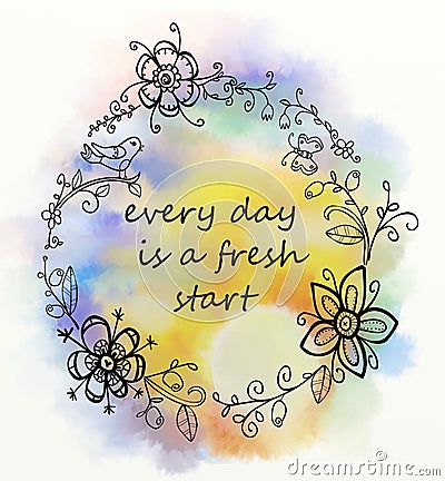 Every day is a fresh start saying on watercolor background Stock Photo