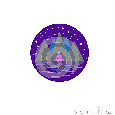 Every person has the potential of a Buddha, meditation in the mountains Vector Illustration