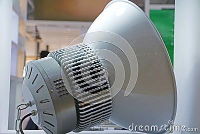 Energy-saving led lamps at the exhibition. Stock Photo