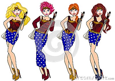 Wonder woman fashion style Cartoon Illustration