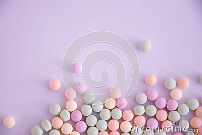 Sweet candy for background, pink, green and yellow sweets Stock Photo