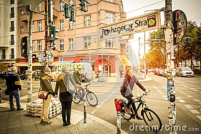 Everyday life on Berlin streets Editorial Stock Photo