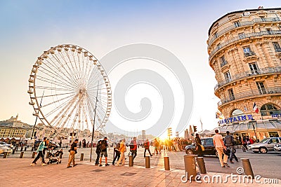 Everyday life with local people and tourists in Marseille Editorial Stock Photo