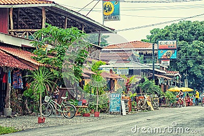 Street life in Cahuita in Limon, Costa Rica Editorial Stock Photo