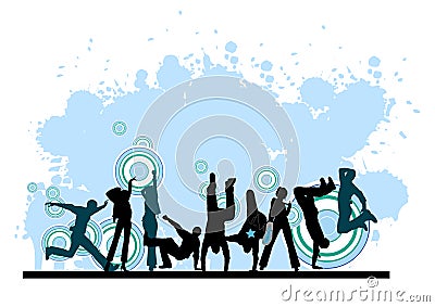 Everyone dancing and having fun. Dancing people. Vector Illustration