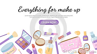 Everything for make up vector banner Vector Illustration