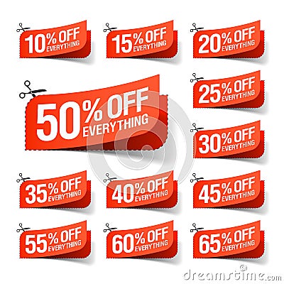 Everything is on Sale coupons Vector Illustration