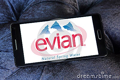 Evian mineral water company logo Editorial Stock Photo