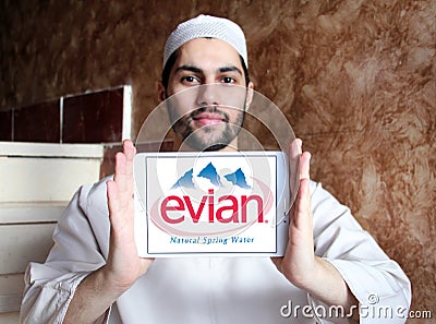 Evian mineral water company logo Editorial Stock Photo