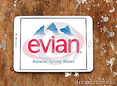 Evian mineral water company logo Editorial Stock Photo