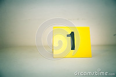 Evidence marker number 1 crime scene investigation conc Stock Photo