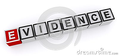 Evidence word block Stock Photo