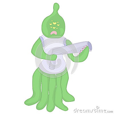 Evil alien. Cute fantastic character with tentacles Vector Illustration