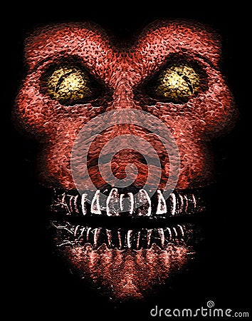 Evil Ape Monster Portait Cartoon Illustration
