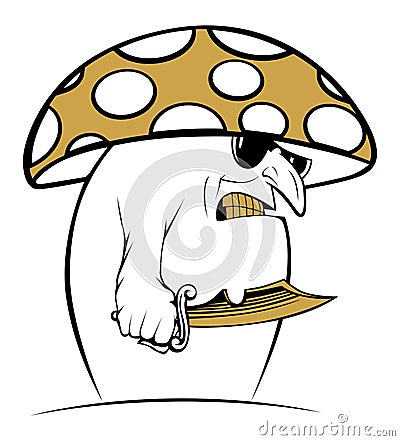 Evil cartoon mushroom Vector Illustration