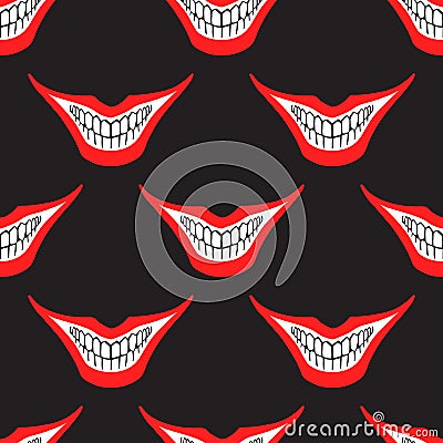 Evil clown or card joker smile seamless pattern Vector Illustration