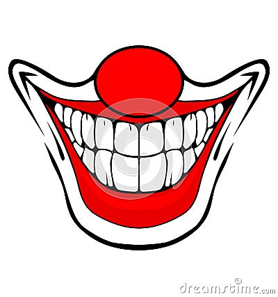 Evil clown / Creepy clown or horror clown, clown horror smiley face. Clown mouth, Joker Smile for hallowen. illustration Cartoon Illustration