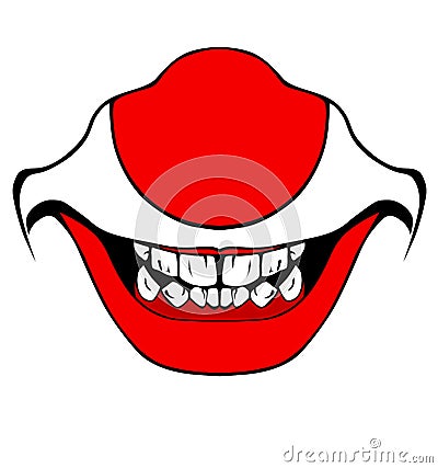 Evil clown / Creepy clown or horror clown, clown horror smiley face. Clown mouth, Joker Smile for hallowen. illustration Cartoon Illustration