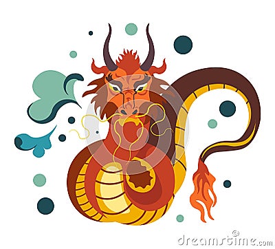 Evil dragon personage, Chinese myhtology creature Cartoon Illustration