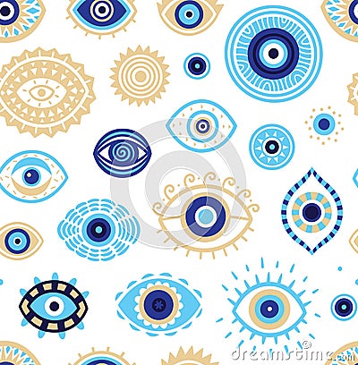 Evil eyes seamless pattern. Magic talisman background Vector Illustration