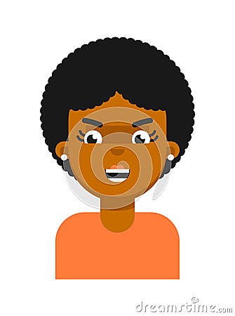 Evil facial expression of black girl avatar Vector Illustration