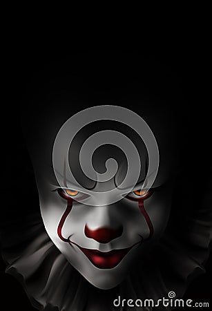 Evil gloomy clown Vector Illustration
