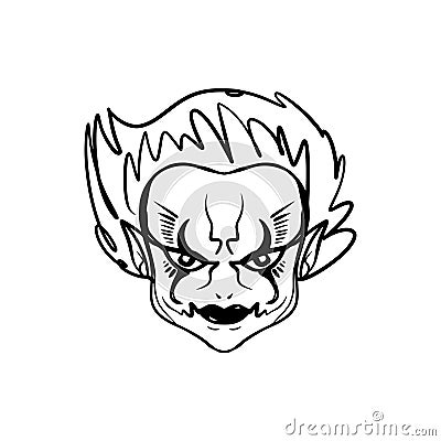 Evil clown art. Halloween mask illustration Cartoon Illustration