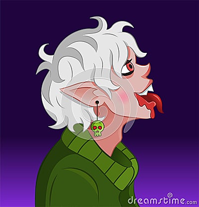 Little vampire shows his tongue and smiles. Halloween vector illustration Vector Illustration