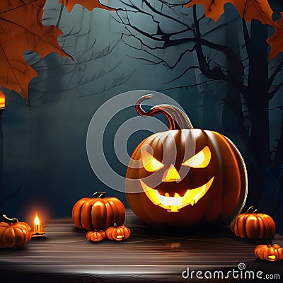 Evil looking Jack in Halloween night Stock Photo