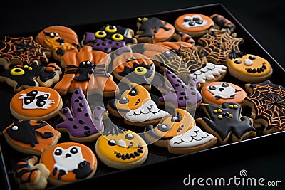 Evil Pumpkin Cookies Halloween Theme Stock Photo