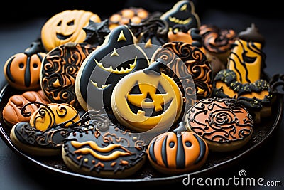 Evil Pumpkin Cookies Halloween Theme Stock Photo