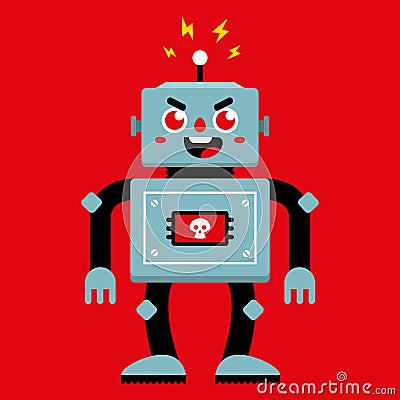 An evil robot that has broken Vector Illustration