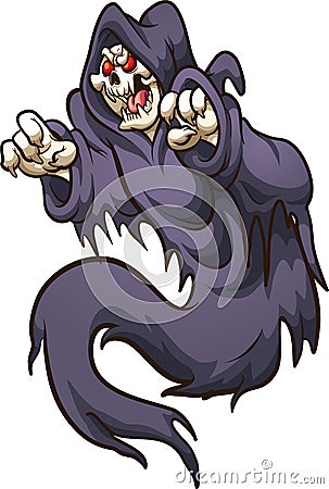 Evil flying Halloween specter Vector Illustration