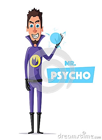 Evil super hero. Mr. Psycho. Cartoon vector illustration Vector Illustration