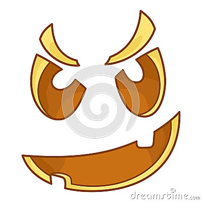 An evil unfriendly face for Jack the Lantern. Grimace. Funny facial expression. A fictional Halloween cartoon character Vector Illustration