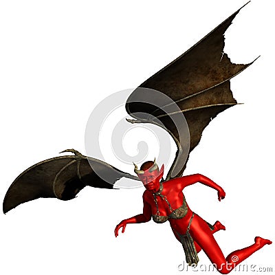 Evil Woman Demon Devil Isolated Cartoon Illustration