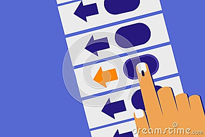 Hand casting vote in Electronic voting machine Vector Illustration