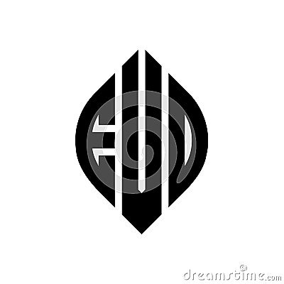 EVO circle letter logo design with circle and ellipse shape. EVO ellipse letters with typographic style. The three initials form a Vector Illustration