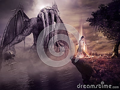 Evocation of ancient monster Stock Photo
