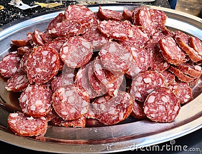 sliced pork salami Stock Photo