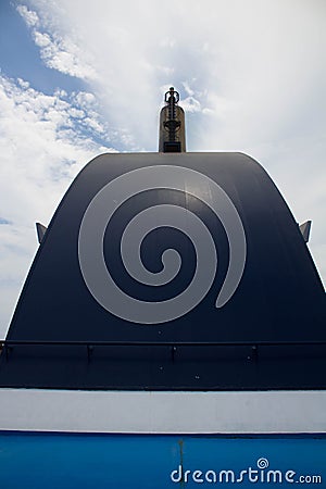 Chimney of a moving ferry Stock Photo