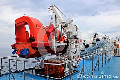 Lifeboat on cruise ferry Editorial Stock Photo