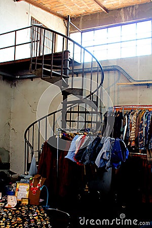 Wrought iron stairs at a vintage market Editorial Stock Photo